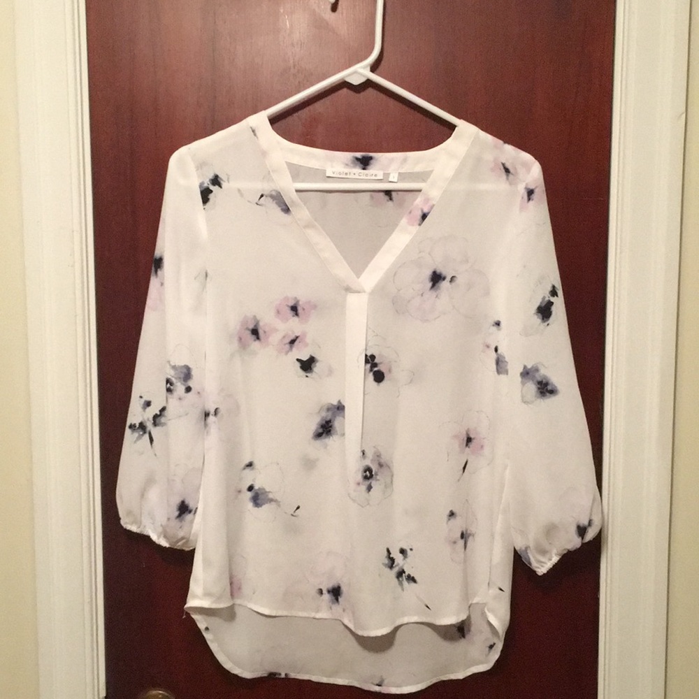 Sheer Violet + Claire floral blouse
